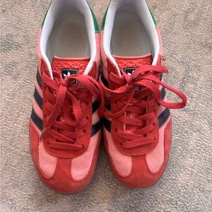 adidas Women's Pink and Blue Classic Three-Stripe Athletic Sneakers